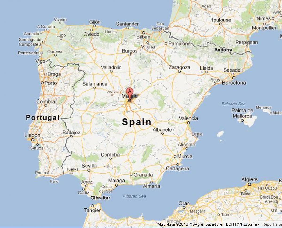 რუკა ესპანეთი აჩვენებს, მადრიდის