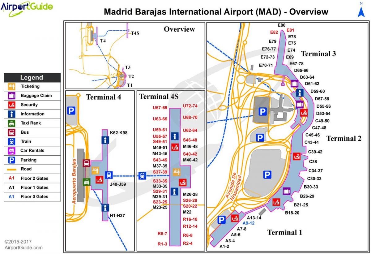 barajas აეროპორტის რუკა